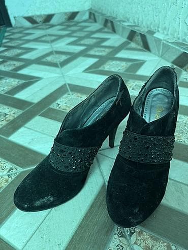 Женские ботильоны на каблуке - Цвет: черный - Материал верха — 1