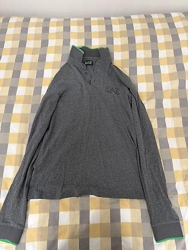 Лонгслив-поло EA7 Emporio Armani - Цвет: тёмно‑серый меланж - Фасон at lalafo.kg Лонгслив-поло EA7 Emporio Armani - Цвет: тёмно‑серый меланж - Фасон