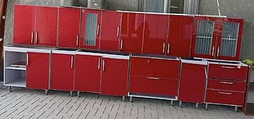 кум шуак: Кухонный гарнитур, Б/у, цвет - Красный, Самовывоз — 3