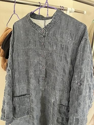 штаны лен: Повседневное платье, Лето, Длинная модель, Лен, Платье-рубашка, Стандарт — 6