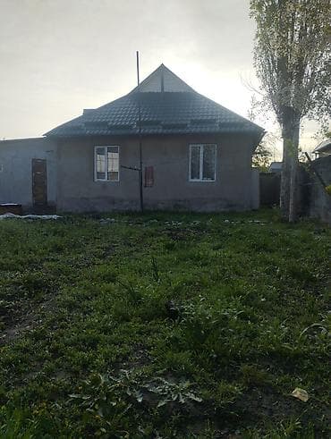 Дом с участком. Одноэтажный жилой дом с двускатной крышей из