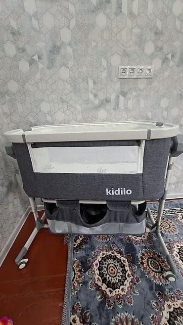 kidilo: Детская приставная кроватка, С колесиками, цвет - Серый — 1