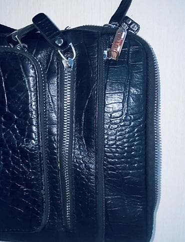 терган барсетка: Сумка через плечо из черной кожи с тиснением под крокодила — 2