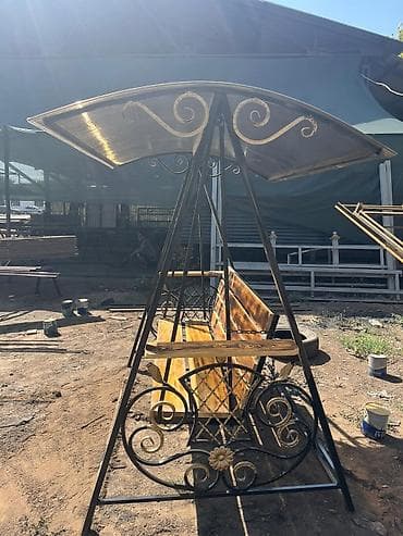 жидкий метал: Садовые качели Металл, Со спинкой, С крышей — 6