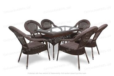 купить мебель из искусственного ротанга бу: Ашкана үстөлү жана отургуч, түсү - Күрөң — 3