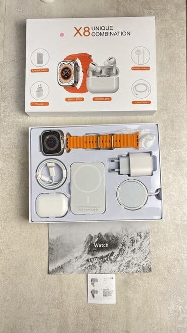 переходник на наушники: В наличии 6 в 1 В комплекте: 1-SmartWatch 8 ULTRA lux 2-Airpods pro — 2