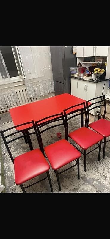 Кухонный обеденный комплект: стол + 4 стула. - Стол прямоугольный, со — 2