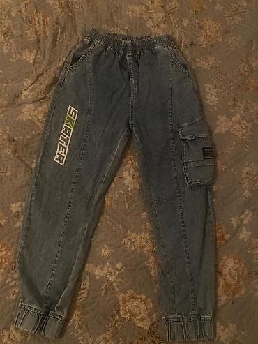 зимние брюки мужские: Джинсовые джоггеры для мальчика 11-12 Размер: s 150 - Цвет — 2