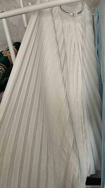 Пляж үчүн кийимдер: Юбка, Юбканын модели: Плиссе, Миди, Табигый булгаары, Белден — 2