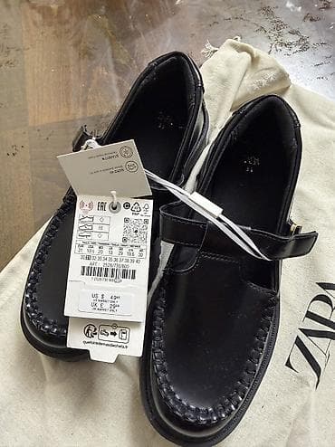 кожыный куртка: Детские туфли ZARA, размер 31. - Модель: классические черные лоферы с — 2