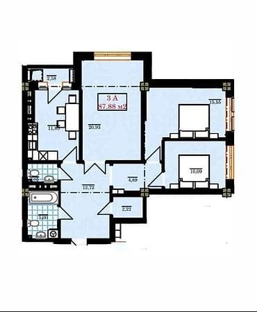 3 комнаты, 88 м², Элитка, 14 этаж, ПСО (под самоотделку) — 1
