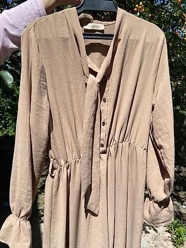 max mara: Платье макси в бежевом цвете. можно носить кто в хиджабе - Свободный — 3