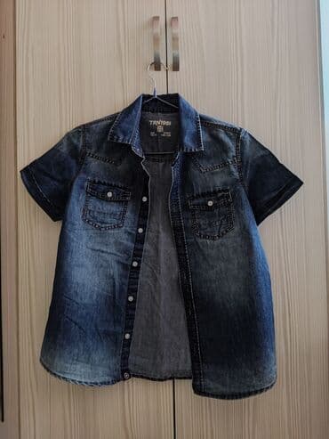 джинсы голубые: Рубашка, цвет - Синий, Б/у — 1