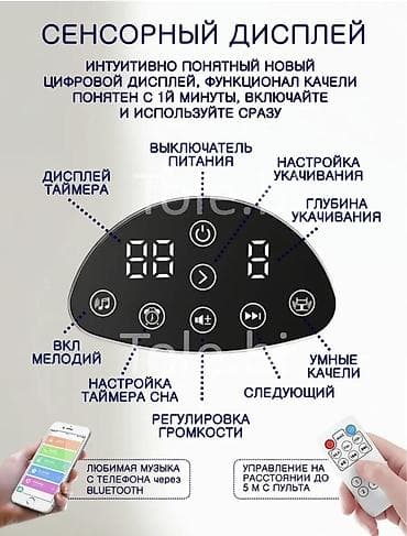 электрокачель: Детский шезлонг, Б/у, Электронная, Другой материал, цвет - Серый — 5