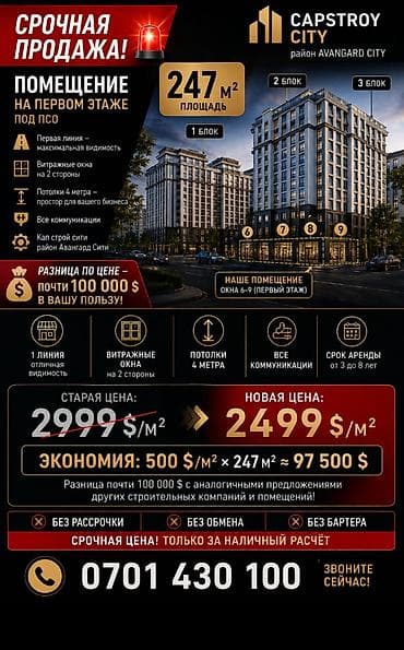 Продаю Коммерческое помещение 245 м² на первом этаже - Газ подведен -