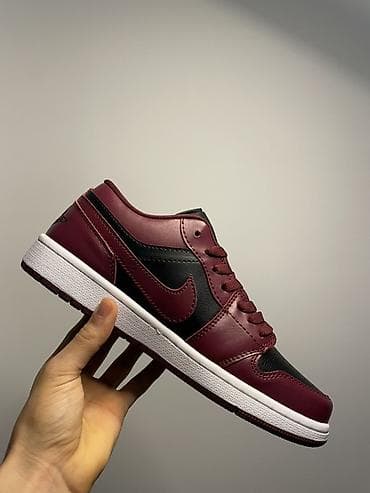 nike tech: Кроссовки Nike Air Jordan 1 Low - Цвет: бордовый/чёрный с белой — 2
