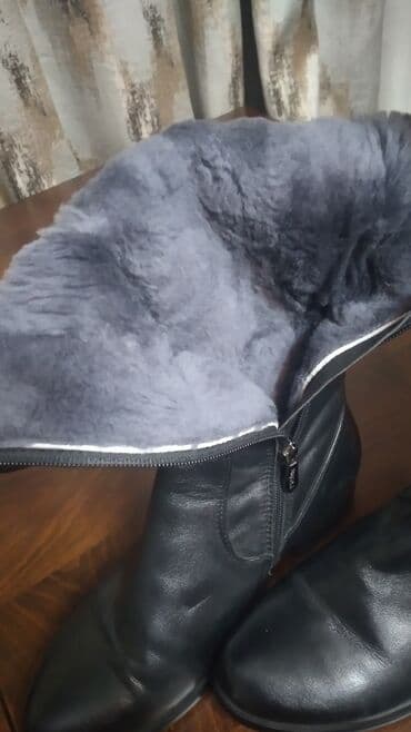 сапоги зимние женские натуральная кожа натуральный мех распродажа: Сапоги, 37, Brocoli, Новый, цвет - Черный, Самовывоз — 2