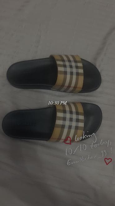 детские шлёпки: Мужские сандалии, 41, Burberry, Новый, цвет - Бежевый — 9