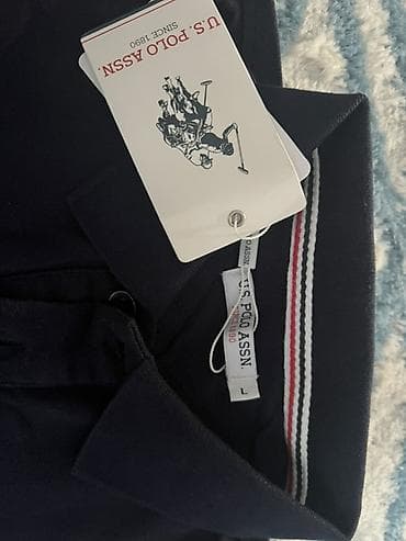 одежда для гор: Мужская футболка, L, Us Polo Assn, Новый, цвет - Синий, Самовывоз — 2
