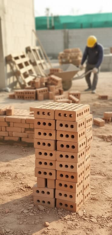 Огнеупорный кирпич: Керамический пустотелый кирпич - Материал: обожжённая глина (красный — 4