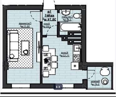 Квартиры: 1 комната, 36 м², Элитка, 11 этаж, Готовая ПСО (под самоотделку) — 2