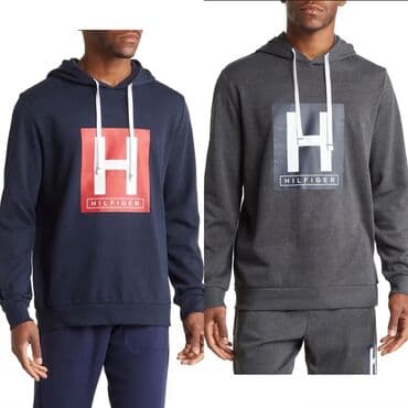 Футболкалар: Tommy Hilfiger. Толстовка с капюшоном и длинными рукавами.Графика — 1