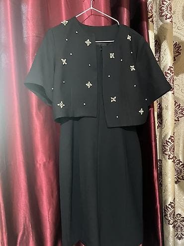 Вечернее платье, Классическое, Длинная модель, С рукавами, Стразы, XL
