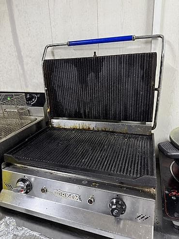 шашлык: Профессиональный контактный электрический гриль с рифлёными чугунными — 1