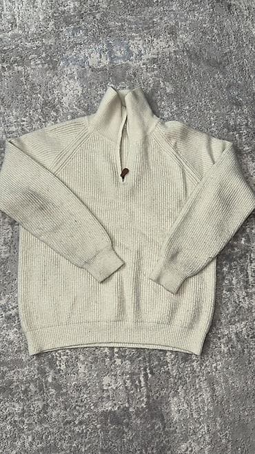 nike tech flece: Вязаный свитер с высоким воротником на молнии - Цвет: молочный/айвори — 1
