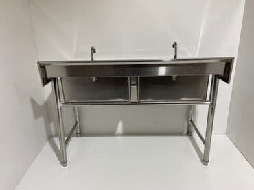 мойка нержавейка: Кухонная мойка, Накладной способ установки, Квадратная форма, Размер: 120 x 60 см — 6