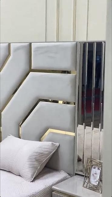 спальный гарнитур зиля: Спальный гарнитур, Двуспальная кровать, Металл, цвет - Серый — 4