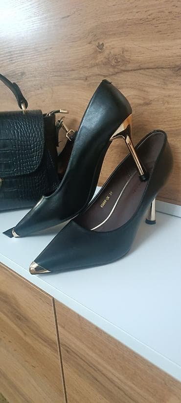 купить кроксы: Классические женские туфли-лодочки - Цвет: черный с золотистыми — 1