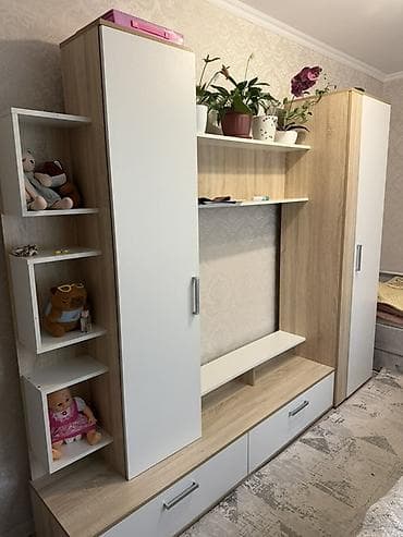 стенка для посуды: Стенка-шкаф, Тип стенки-шкафа: Модульная, Для зала, Особенности: С отделением под телевизор — 1