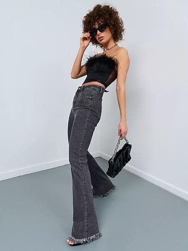 slim patch: Джинсы, Клеш, DKNY, Средняя талия, С бахромой, S — 2