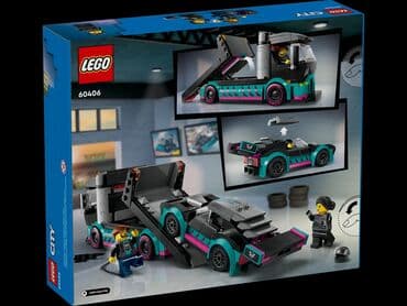 игрушечные модели машин: Lego City 🏙️ 60406 Гоночный Автомобиль и Автовоз 🚙 Новинка января 2024 — 2