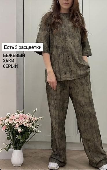 спорт кийимдер: Двойка комплект из натурального хлопка супрем - Материал: супрем — — 3