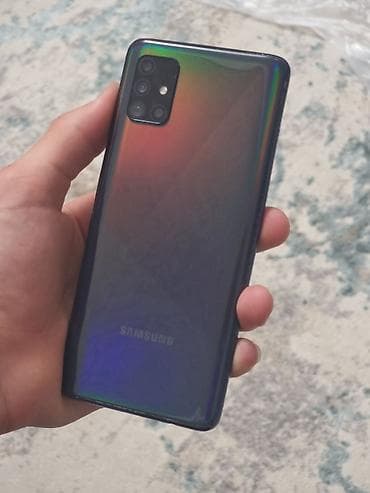 Техника и электроника: Samsung Galaxy A51, Б/у, 64 ГБ, цвет - Черный, 2 SIM — 2