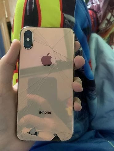 сломан экран: IPhone Xs, Б/у, 64 ГБ, Золотой, Защитное стекло, Чехол, 100 % — 1