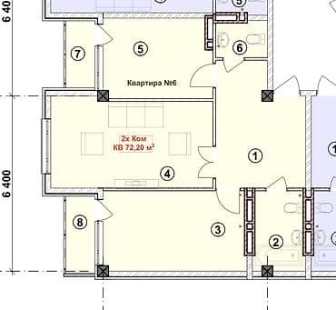 72: 2 комнаты, 72 м², Кызыл Аскер Элитка, 4 этаж — 1