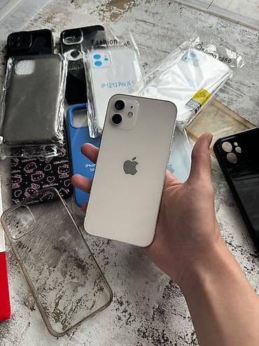 ipad 64: IPhone 12, Б/у, 128 ГБ, Белый, Защитное стекло, Чехол, Кабель, 95 % — 1