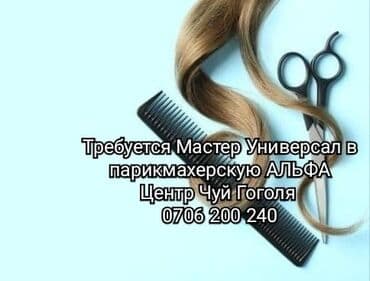 клаткага балдар керек: Требуется мастер универсал в парикмахерскую АЛЬФА центр Чуй-Гоголя — 1