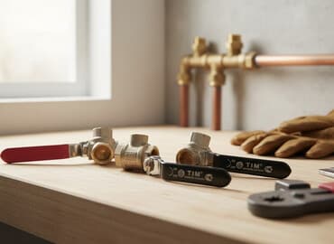 Унитазы и комплектующие: Шаровой кран, Материал: Латунь, Диаметр резъбы: 15 мм — 1