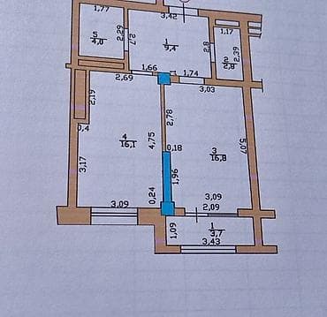 Недвижимость: 1 комната, 54 м², Ала-Арча ТРЦ Элитка, 9 этаж, ПСО (под самоотделку) — 9