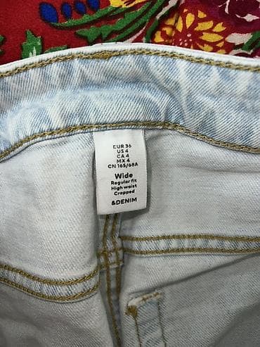 Джинсы: Джинсы, Прямые, H&M, Высокая талия, Вареные — 4