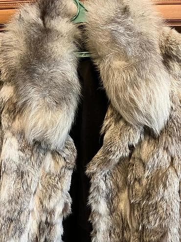 Толстовки, худи: Натуральная меховая шуба из серебристо-серого меха (похожа на — 3