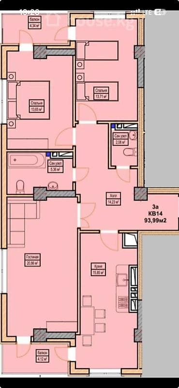 house: 3 комнаты, 94 м², Элитка, 2 этаж, Готовая ПСО (под самоотделку) — 1