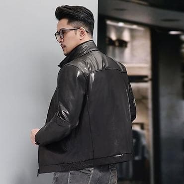 мужской кожанный куртка: Кожаная куртка, Классическая модель, Натуральная кожа, С утеплителем, 5XL — 6