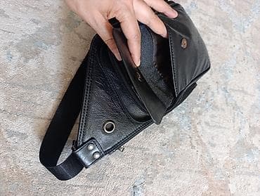 Сумка через плечо/на грудь, черная, вертикального формата. - — 2