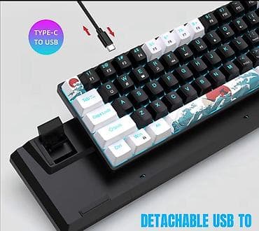 режим 10 с: Клавиатура, A4Tech, Механическая, Проводное подключение, Размер: 60% — 2