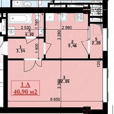 pro group: 1 комната, 41 м², Элитка, 4 этаж, Готовая ПСО (под самоотделку) — 3